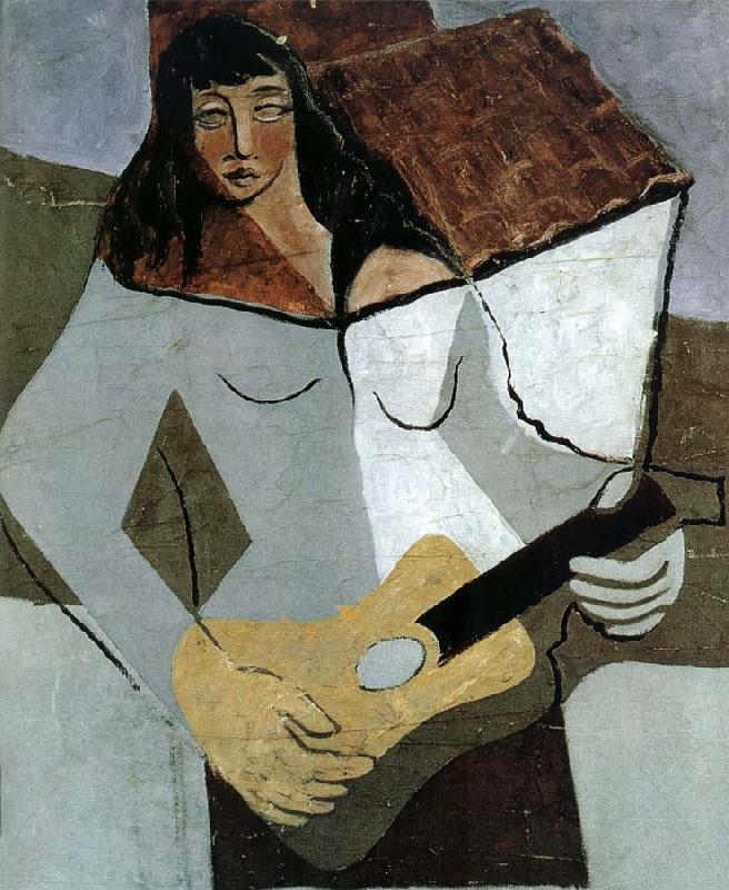 Juan Gris The fem playing guitar oil painting image